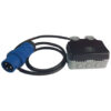 240v Adaptor - 16Amp Plug to 13Amp x 2 Waterproof Sockets