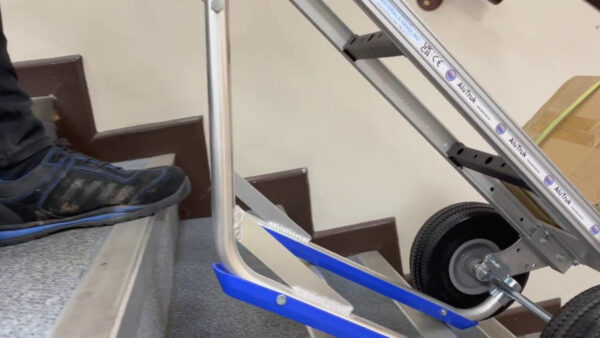 Stair Climbing Sack Truck - 'Dog Leg' - In Use 1 Stair Climbing Sack Truck - 'Dog Leg' - In Use 1
