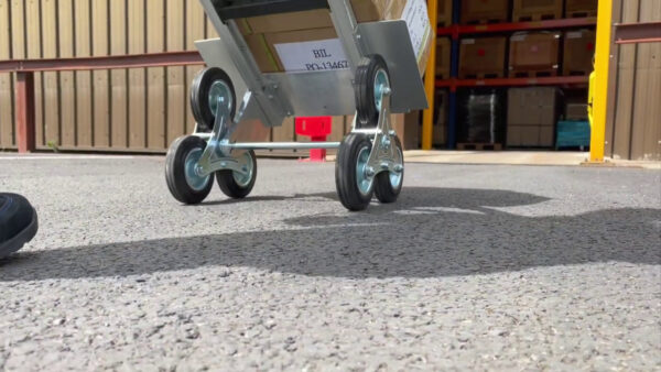 Stair Climb Sack Truck - Tri Wheeled - In Use 2 Stair Climb Sack Truck - Tri Wheeled - In Use 2