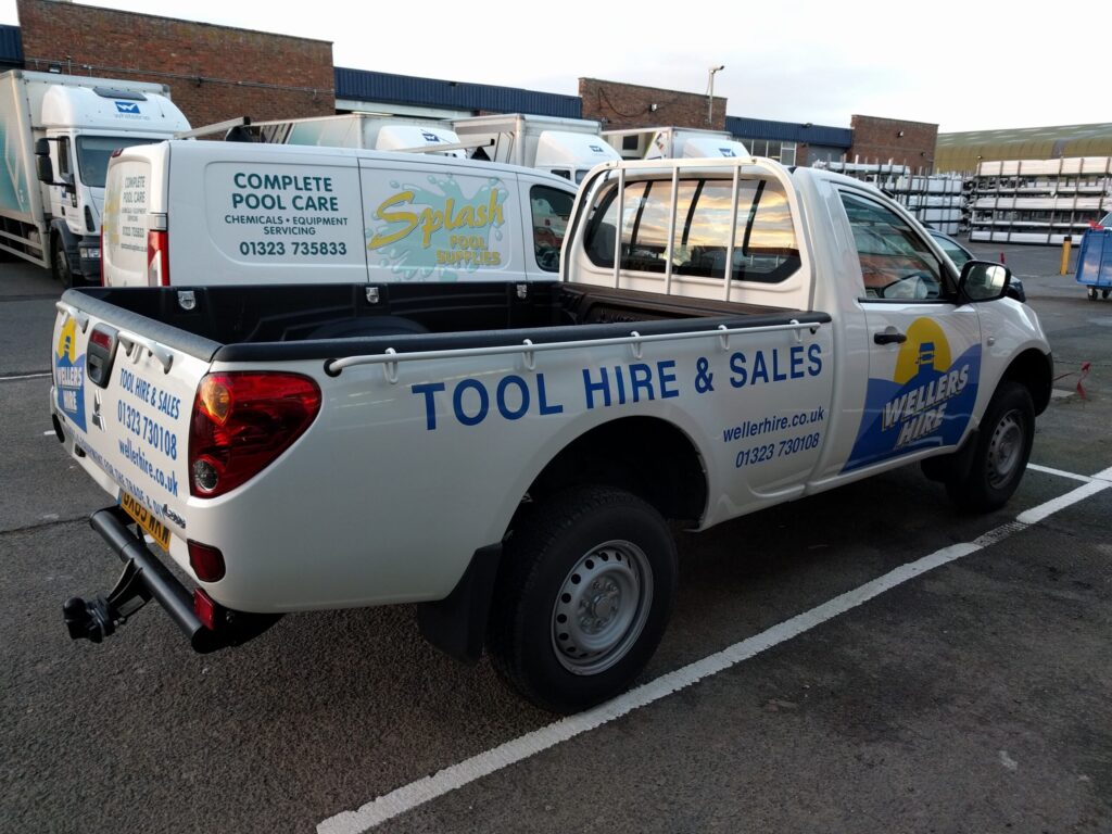 Weller Hire delivery pickup truck – Small plant, tools and equipment transport.